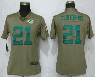 Women's Green Bay Packers #21 Ha Ha Clinton-Dix Olive 2017 Salute To Service Stitched NFL Nike Limited Jersey