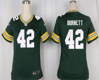 Women's Green Bay Packers #42 Morgan Burnett Green Team Color Stitched NFL Nike Game Jersey