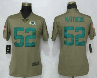 Women's Green Bay Packers #52 Clay Matthews Olive 2017 Salute To Service Stitched NFL Nike Limited Jersey