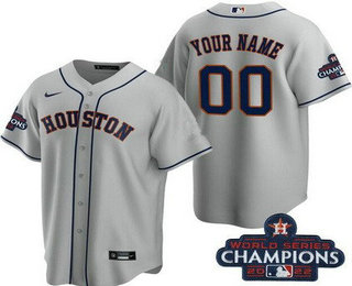 Women's Houston Astros Customized Gray 2022 World Series Champions Cool Base Jersey