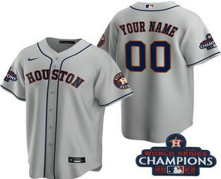 Women's Houston Astros Customized Gray 2022 World Series Champions Team Logo Cool Base Jersey