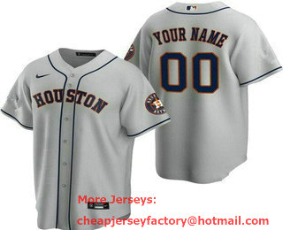 Women's Houston Astros Customized Gray Team Logo Cool Base Jersey