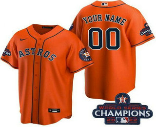 Women's Houston Astros Customized Orange 2022 World Series Champions Team Logo Cool Base Jersey