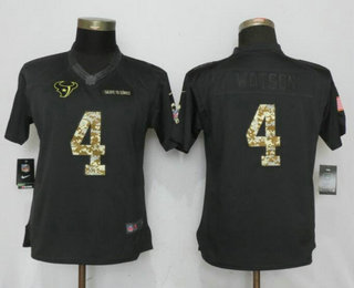 Women's Houston Texans #4 Deshaun Watson Black Anthracite 2016 Salute To Service Stitched NFL Nike Limited Jersey