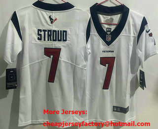 Women's Houston Texans #7 CJ Stroud White Vapor Stitched Nike Limited Jersey
