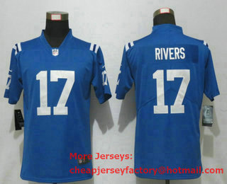Women's Indianapolis Colts #17 Philip Rivers Royal Blue 2020 Vapor Untouchable Stitched NFL Nike Limited Jersey