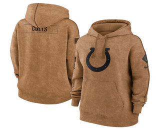 Women's Indianapolis Colts 2023 Brown Salute to Service Pullover Hoodie