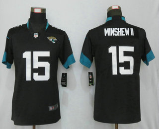 Women's Jacksonville Jaguars #15 Gardner Minshew II Black New 2017 Vapor Untouchable Stitched NFL Nike Limited Jersey