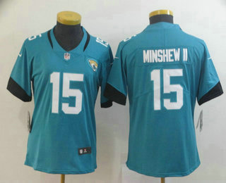 Women's Jacksonville Jaguars #15 Gardner Minshew II Teal Blue New 2017 Vapor Untouchable Stitched NFL Nike Limited Jersey