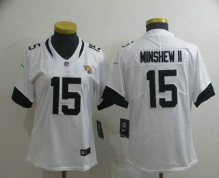 Women's Jacksonville Jaguars #15 Gardner Minshew II White New 2017 Vapor Untouchable Stitched NFL Nike Limited Jersey