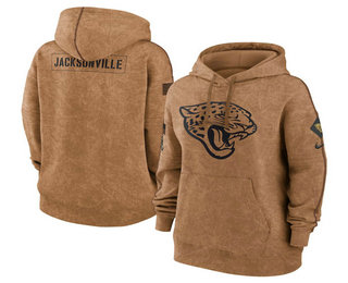 Women's Jacksonville Jaguars 2023 Brown Salute to Service Pullover Hoodie