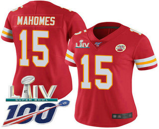 Women's Kansas City Chiefs #15 Patrick Mahomes II Red 2020 Super Bowl LIV Vapor Untouchable Stitched NFL Nike Limited Jersey