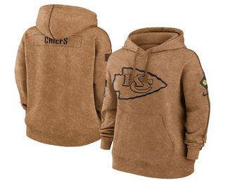 Women's Kansas City Chiefs 2023 Brown Salute to Service Pullover Hoodie