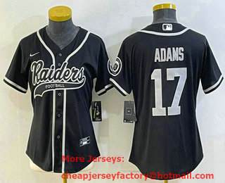Women's Las Vegas Raiders #17 Davante Adams Black With Patch Cool Base Stitched Baseball Jersey