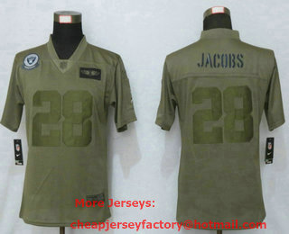 Women's Las Vegas Raiders #28 Josh Jacobs Olive Camo 2019 Salute To Service Stitched NFL Nike Limited Jersey