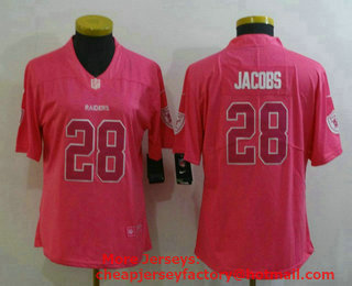 Women's Las Vegas Raiders #28 Josh Jacobs Pink Fashion 2017 Rush NFL Nike Limited Jersey