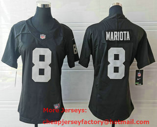 Women's Las Vegas Raiders #8 Marcus Mariota Black 2020 Vapor Untouchable Stitched NFL Nike Limited Jersey