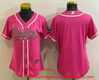 Women's Las Vegas Raiders Blank Pink With Patch Cool Base Stitched Baseball Jersey