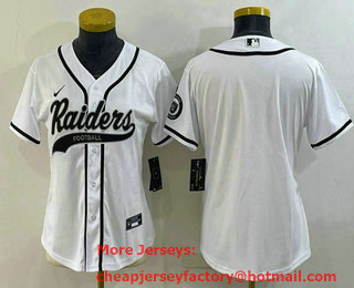 Women's Las Vegas Raiders Blank White With Patch Cool Base Stitched Baseball Jersey
