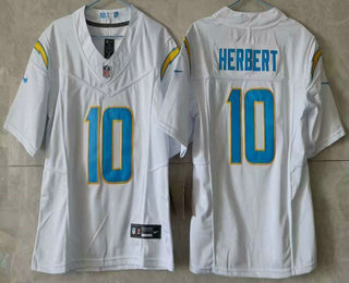 Women's Los Angeles Chargers #10 Justin Herbert Limited FUSE White Vapor Jersey