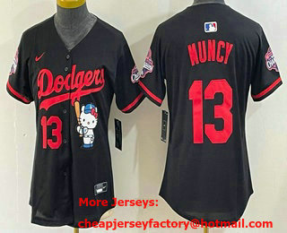Women's Los Angeles Dodgers #13 Max Muncy Black Hello Kitty 2025 World Series Champions Limited Jersey