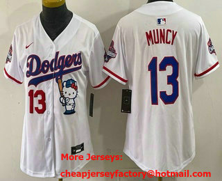 Women's Los Angeles Dodgers #13 Max Muncy White Hello Kitty 2025 World Series Champions Limited Jersey