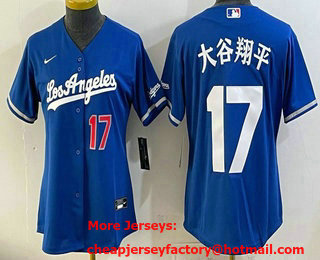 Women's Los Angeles Dodgers #17 Shohei Ohtani Blue Japanese 2026 Gold Collection Stadium Jersey