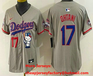 Women's Los Angeles Dodgers #17 Shohei Ohtani Grey Hello Kitty 2025 World Series Champions Limited Jersey