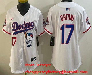 Women's Los Angeles Dodgers #17 Shohei Ohtani White Hello Kitty 2025 World Series Champions Limited Jersey