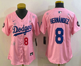 Women's Los Angeles Dodgers #8 Enrique Hernandez Pink 2025 Tokyo Series Limited Jersey