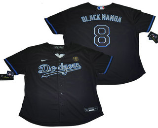 Women's Los Angeles Dodgers #8 Kobe Bryant Black Mamba Lights Out Black Fashion Stitched MLB Cool Base Nike Jersey