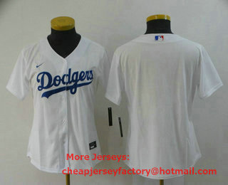 Women's Los Angeles Dodgers Blank White Stitched MLB Cool Base Nike Jersey