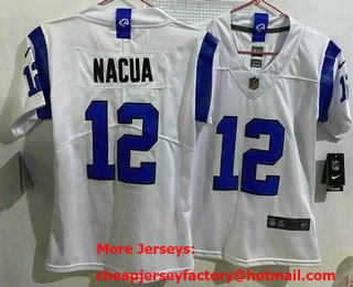 Women's Los Angeles Rams #12 Puka Nacua Limited White 2026 Vapor Jersey