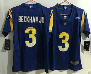 Women's Los Angeles Rams #3 Odell Beckham Jr 2021 Vapor Untouchable Limited Stitched Football Royal Jersey
