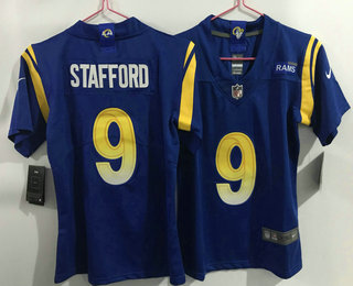 Women's Los Angeles Rams #9 Matthew Stafford Royal Blue 2021 NEW Vapor Untouchable Stitched NFL Nike Limited Jersey