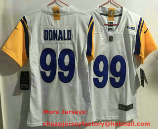 Women's Los Angeles Rams #99 Aaron Donald White 2021 NEW Vapor Untouchable Stitched NFL Nike Limited Jersey