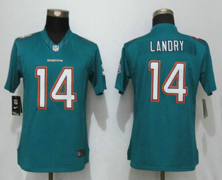Women's Miami Dolphins #14 Jarvis Landry Green Team Color Stitched NFL Nike Limited Jersey