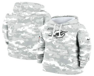 Women's Miami Dolphins Arctic Camo 2024 Salute to Service Club Fleece Pullover Hoodie