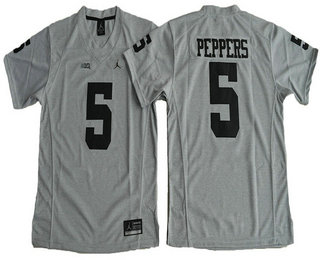 Women's Michigan Wolverines #5 Jabrill Peppers Gridiron Gray II Limited Stitched College Football Nike NCAA Jersey