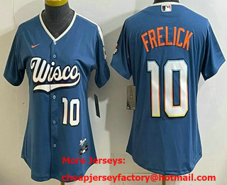 Women's Milwaukee Brewers #10 Sal Frelick Blue 2026 City Connect Stadium Jersey