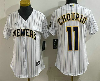 Women's Milwaukee Brewers #11 Jackson Chourio White Cool Base Stitched Jersey
