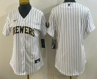 Women's Milwaukee Brewers Blank White Cool Base Stitched Jersey