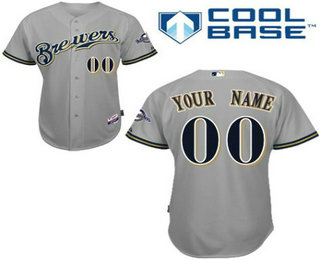 Women's Milwaukee Brewers Customized Gray Jersey 1