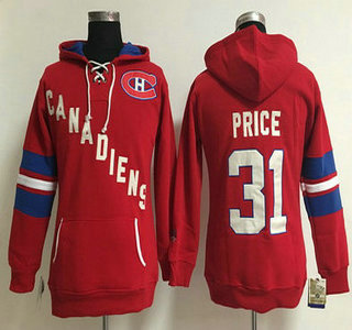 Women's Montreal Canadiens #31 Carey Price Old Time Hockey Red Hoodie
