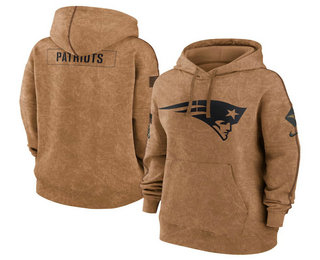 Women's New England Patriots 2023 Brown Salute to Service Pullover Hoodie