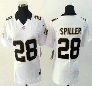 Women's New Orleans Saints #28 C.J. Spiller Nike White Game Jersey