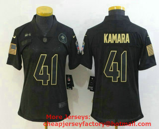 Women's New Orleans Saints #41 Alvin Kamara Black 2020 Salute To Service Stitched NFL Nike Limited Jersey