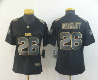 Women's New York Giants #26 Saquon Barkley Black Gold 2019 Vapor Untouchable Stitched NFL Nike Limited Jersey