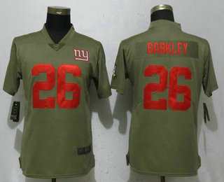 Women's New York Giants #26 Saquon Barkley Olive 2017 Salute To Service Stitched NFL Nike Limited Jersey