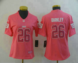 Women's New York Giants #26 Saquon Barkley Pink Fashion 2017 Rush NFL Nike Limited Jersey
